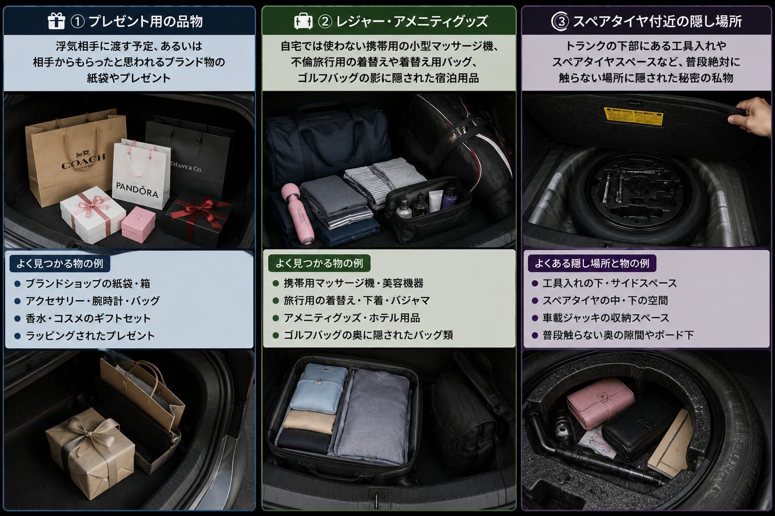 トランクに見覚えのない荷物やプレゼントがある場合