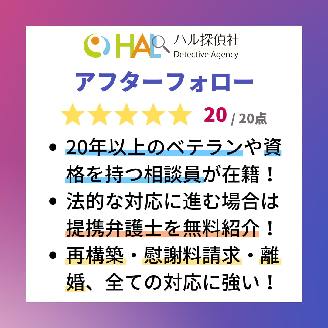 HAL探偵社のアフタフォロー